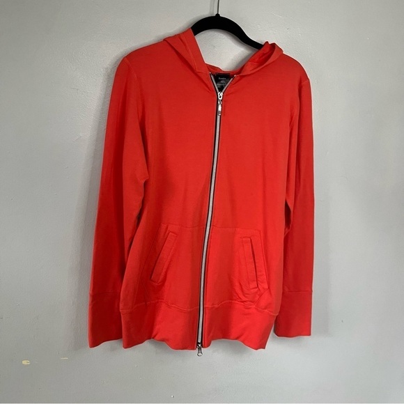 Bamboo by Brandwear Slim Fit Basic Casual Zip Up Hooded Jacket Orange Small - Picture 3 of 9